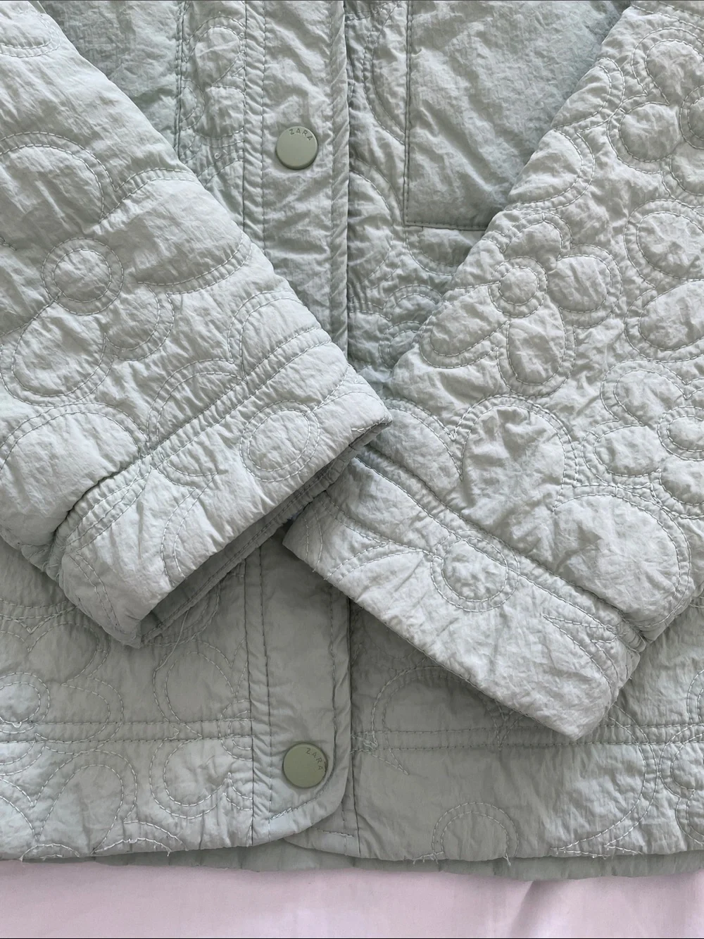Zara Girls’ Oversized Quilted Puff Jacket in Mint Size 11-12Y